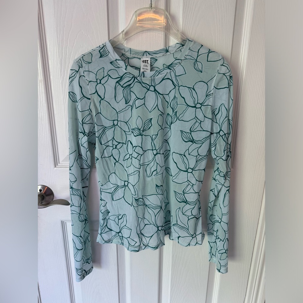 Joy Lab floral sheer workout top sz L